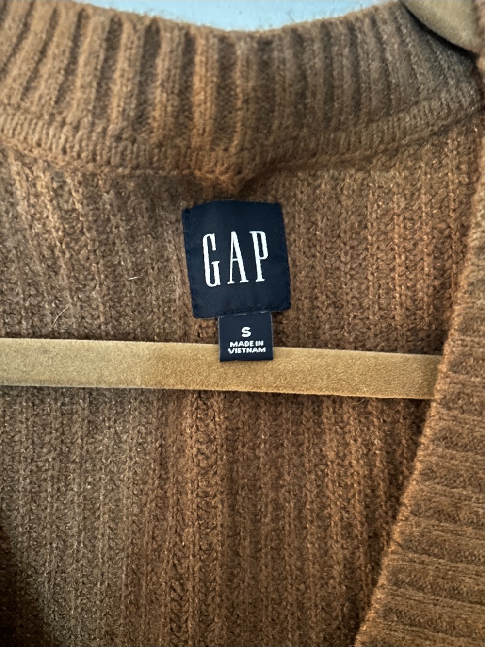 GAP Ribbed Knit Button-Front Vest in Copper Brown - Picture 2 of 4